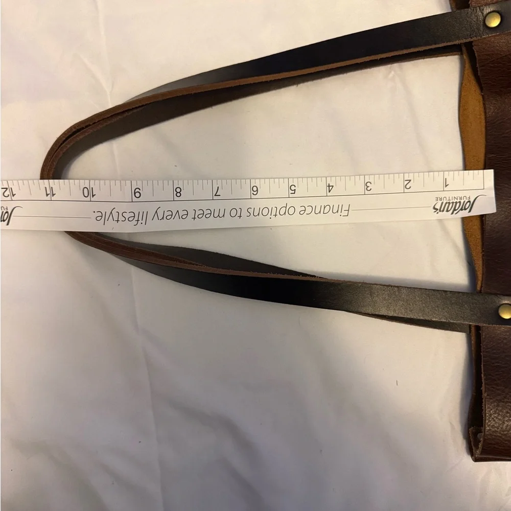 Portland Leather Goods Brown Leather North South Tote Bag - Picture 4 of 7